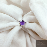 Natural Purple Amethyst Gemstone Ring, Star Shape Amethyst Ring, Electroplated Amethyst Ring, Amethyst Ring For Women, Boho Gift For Mother